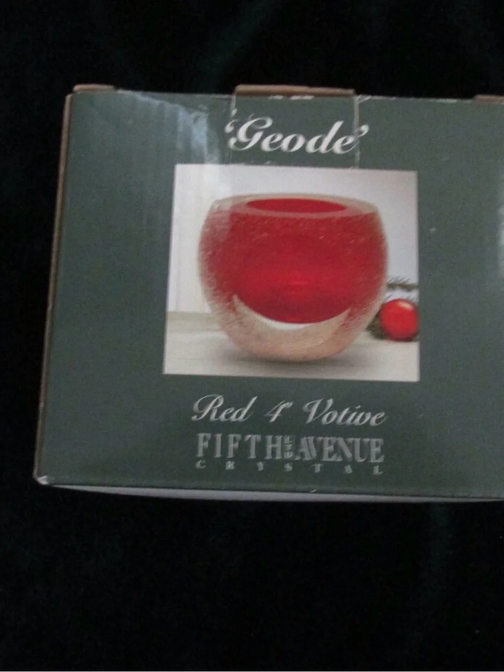 Vintage Saks Fifth Avenue Red Frosted Glass Crystal Candle Holder